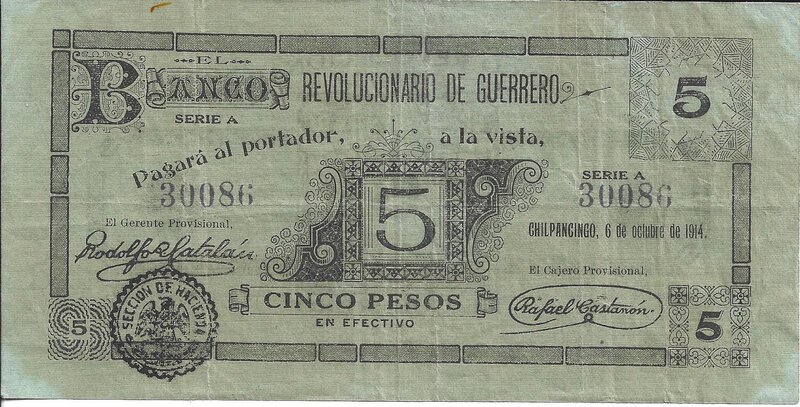 5 PESOS BANCO REVOLUCIONARIO DE GUERRERO (1914)