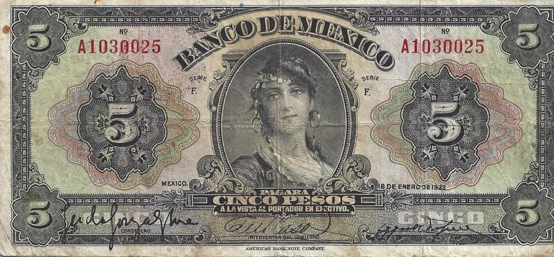 5 PESOS BANCO DE MEXICO (1933)