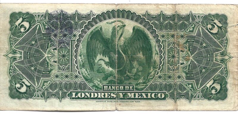 5 PESOS DE LONDRES Y MEXICO (1913)