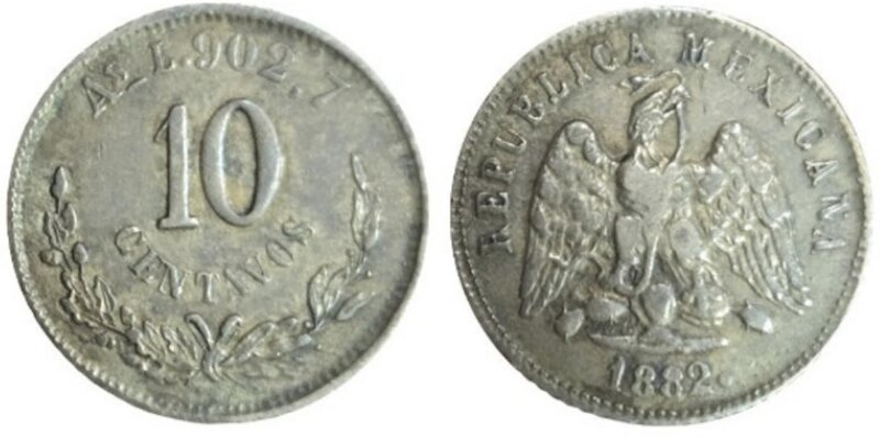 10 CENTAVOS ALAMOS (1882)