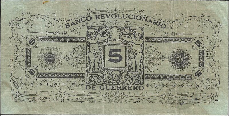 5 PESOS BANCO REVOLUCIONARIO DE GUERRERO (1914)