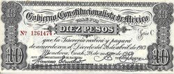 10 PESOS GOBIERNO CONSTITUCIONALISTA DE MEXICO (1913)