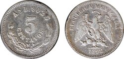 5 CENTAVOS ALAMOS (1892)