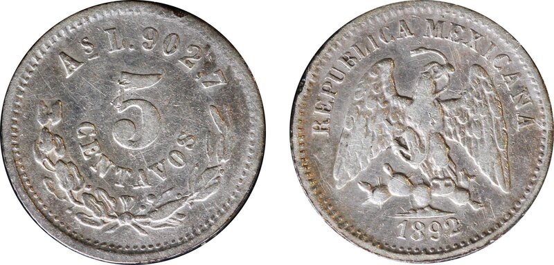 5 CENTAVOS ALAMOS (1892)