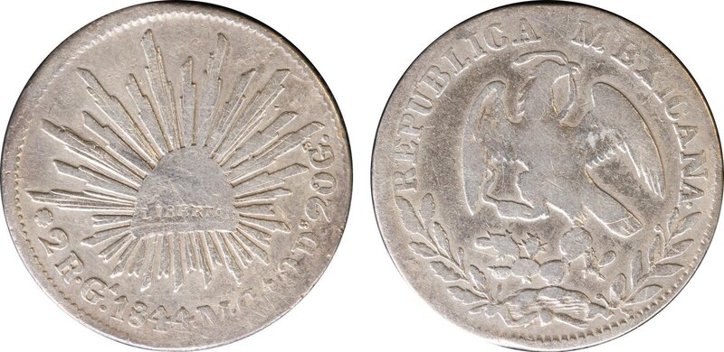 2 REALES DE GUADALAJARA (1844)