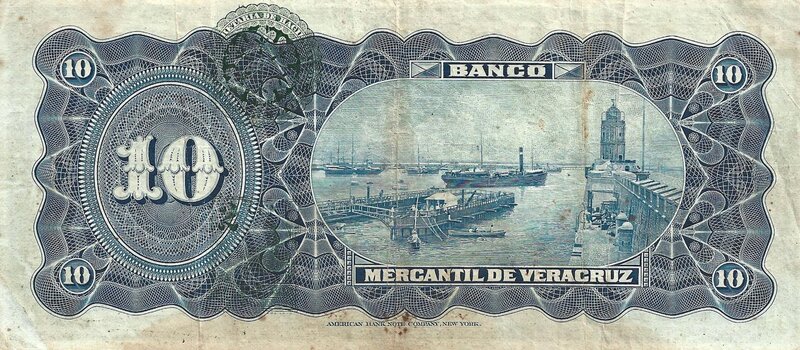 10 PESOS BANCO MERCANTIL DE VERACRUZ (1914)