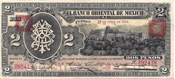 2 PESOS BANCO ORIENTAL DE MEXICO (1914)