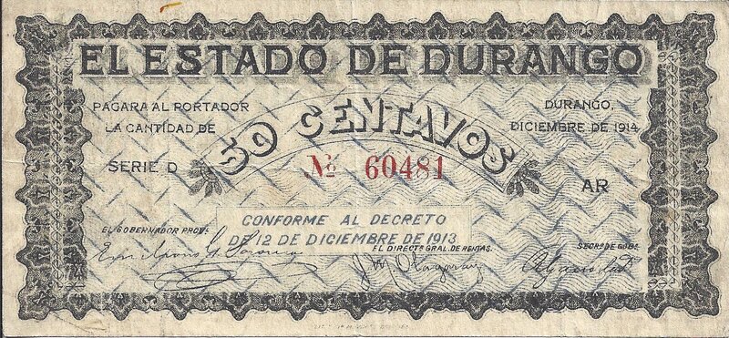 50 CENTAVOS ESTADO DE DURANGO (1914)