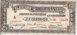 25 CENTAVOS ESTADO DE DURANGO