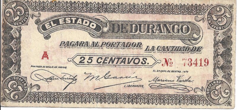 25 CENTAVOS ESTADO DE DURANGO