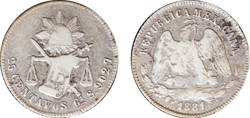 25 CENTAVOS GUADALAJARA (1881/0)