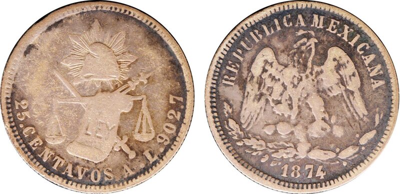 25 CENTAVOS ALAMOS (1874)