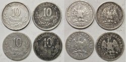 LOTE DE 4 PIEZAS DE 10 CENTAVOS (1890-1890-1889-1892)